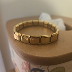 Boutique Gold Cross Stretch Link Bracelet